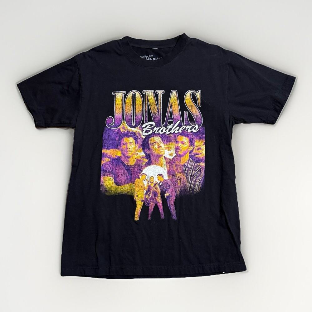 Jonas Brothers Graphic T Shirt Mens Large Black Band Tee 19x29 Music Tour Style